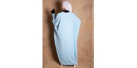 cyan blue Silk Medina Abaya with Fitted Sleeves